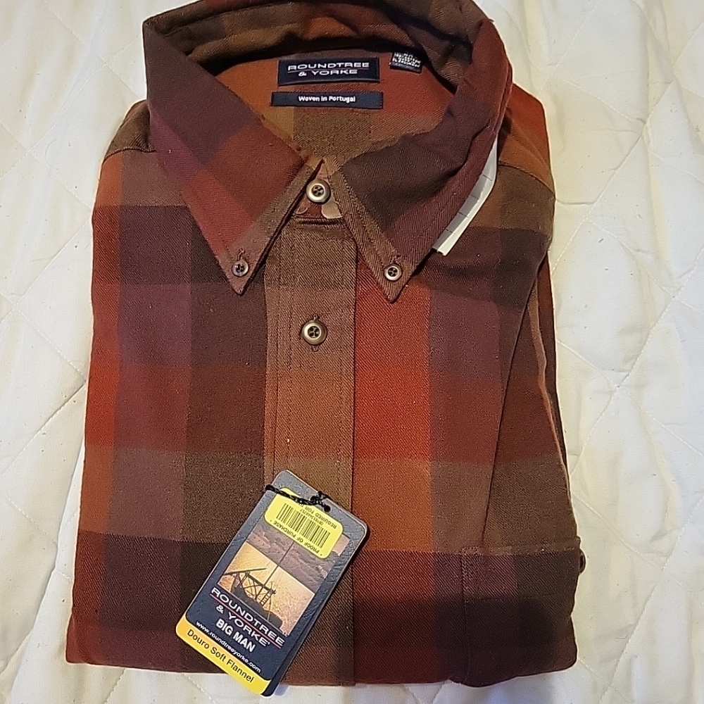Roundtree yorke Mens Flannel Shirt XXL vintage New Old stock